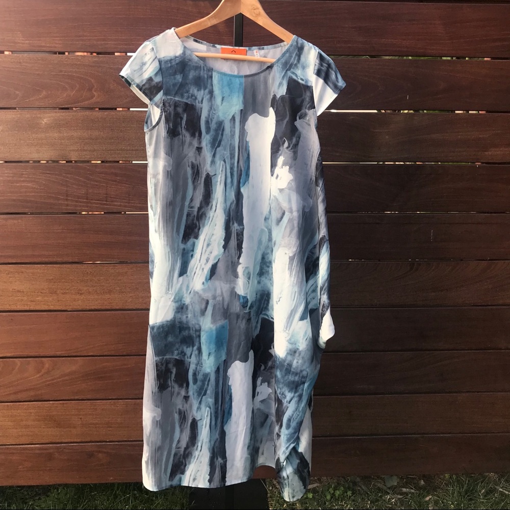 Patricia Luca marble  print dress in blue